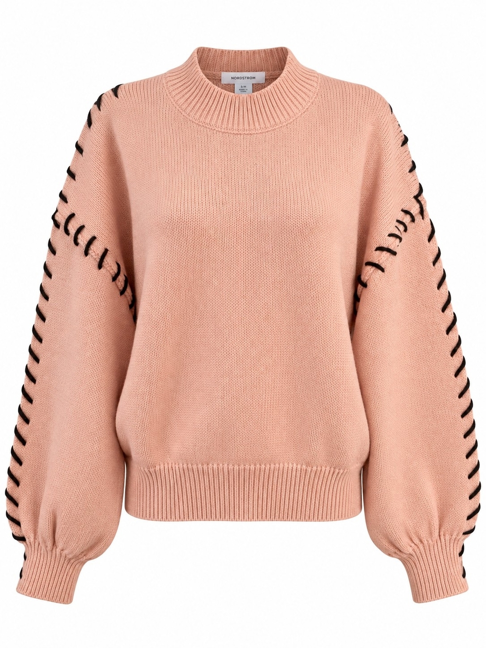 AETOSOPHIS Peach Crewneck Sweater with Black Contrast Stitching